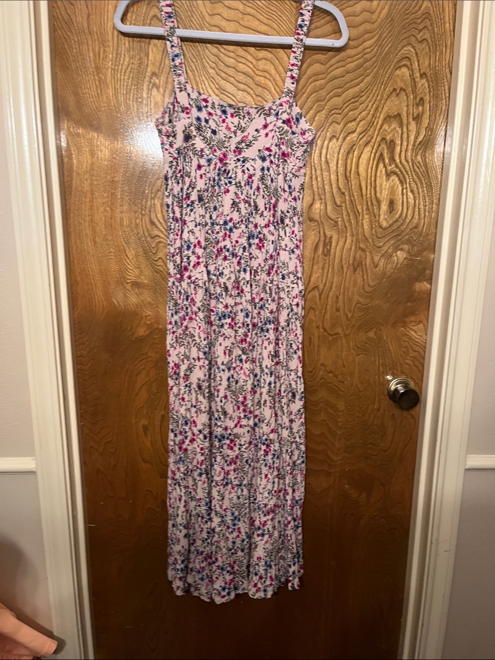 XS Sokie Collective Light Pink Floral Maxi Dress with Spaghetti Straps